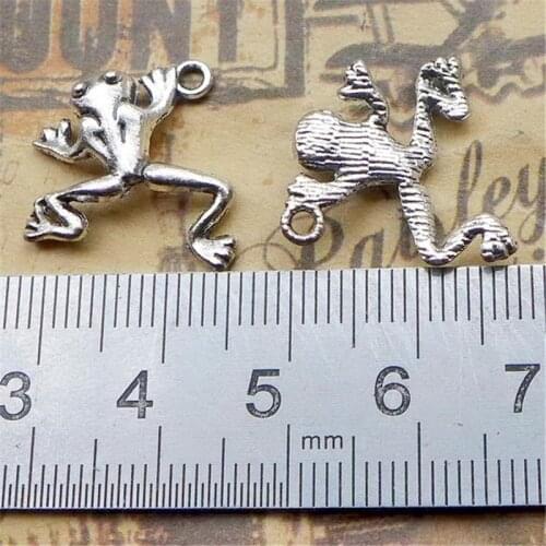 20 Pieces 19.5x18mm Antique Silver Color Frog Charms Keychain DIY for Jewelry Making