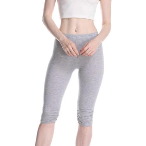Casual Solid Crop Wide Waistband Cycling Short Leggings Summer Modern Lady Women Pants Trousers