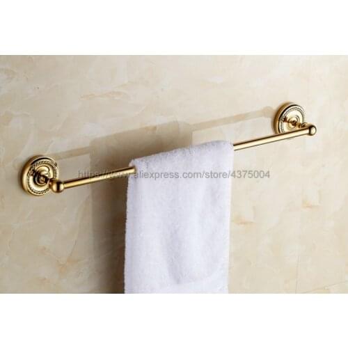 Luxury Gold Color Brass Bathroom Accessories Wall Mounted Single Towel Bar Shower Towel Rack Nba603