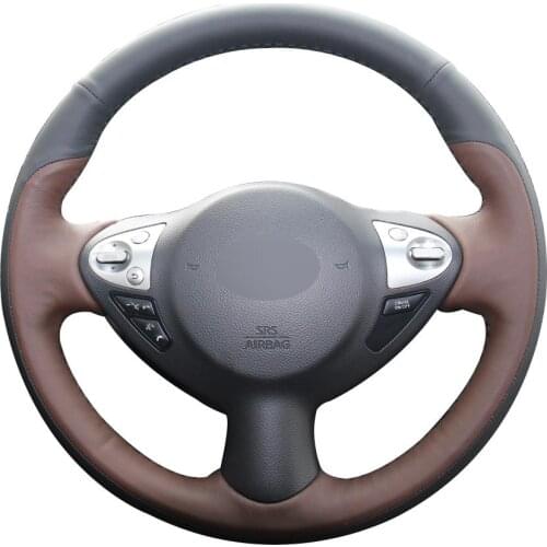 DIY Personalized Super Soft Black Coffee Leather Steering Wheel Cover For Infiniti FX35 FX37 FX50 Nissan Juke Maxima 2009-2014