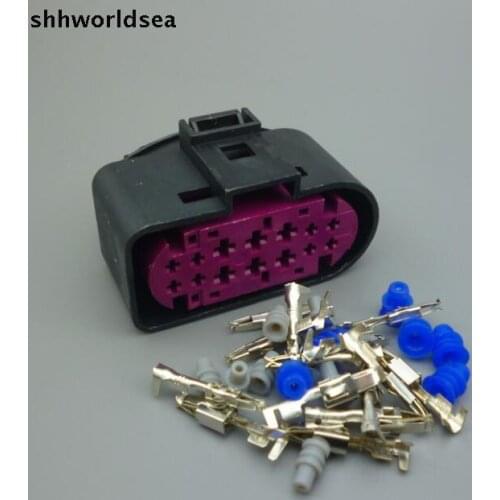 Shhworldsea 10Sets 14Pin Car Headlight Xenon Lamp Plug Connector Auto xenon headlights socket 1J0973737 For VW Golf MK6 Skoda