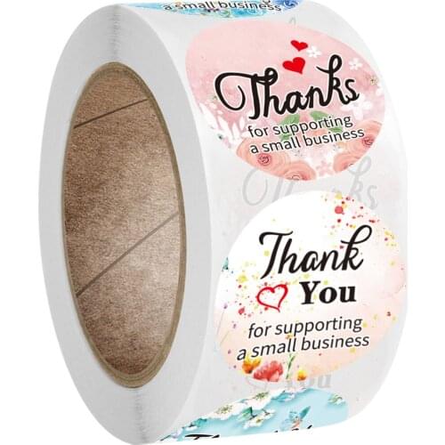 Thank You For Supporting My Business Stickers 6 Designs Flower Stickers Gift Tag Box Decoration 1inch Envelope Sealing Labels