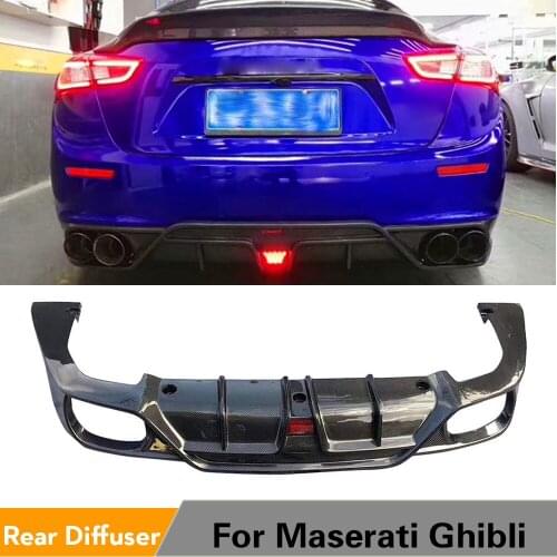 Carbon Fiber Car Rear Bumper Lip Spoiler With Light for Maserati Ghibli Base Sedan Q4 S S Q4 4 Door 2014 - 2017