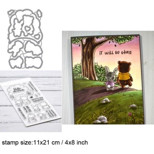 Besties Clear Stamps With Metal Cutting dies for DIY Scrapbooking Paper Cards Silicone Transparent Stempels Seal Ne