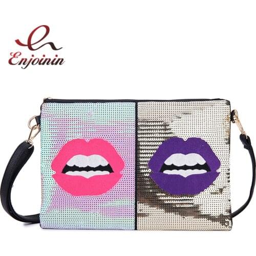 Bling Bling Sequins Embroidery Clutch Bag for Women Fashion Shoulder Bag Purse Crossbody Bag Pu Leather Ladies Envelope Bag
