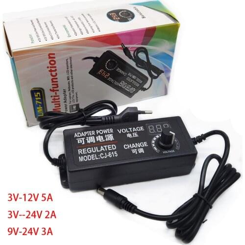 Adjustable AC to DC 3V-12V 3V-24V 9V-24V Universal adapter with display screen voltage Regulated power supply adatpor 3 12 24 vA