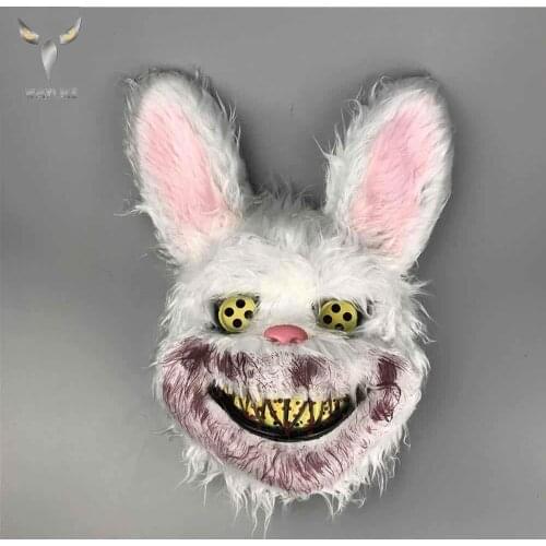 WAYLIKE Bloody Bunny Mask Masquerade Horror Scary Headgear Halloween Bar Performance Props 2020 Scary Bloody Mask