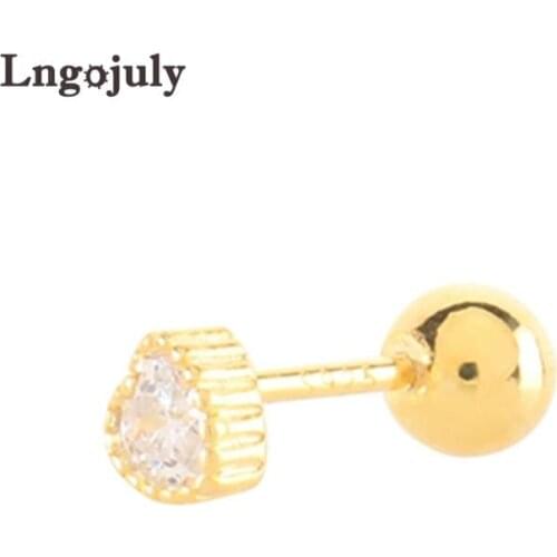 Genuine 100% 925 Sterling Silver Heart Screw Stud Earrings For Women Girl Children Baby Earring Anniversary Party Fine Jewelry