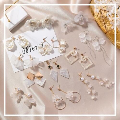 Simple Korean Girls Cute Shell Small Earrings Geometry Triangle Long Tassel Drop Earrings For Women Fashion Accessories Jewelry