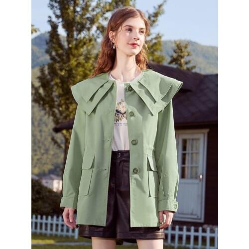 2021 high sense Khaki windbreaker coat womens spring and autumn middle and long British style popular coat