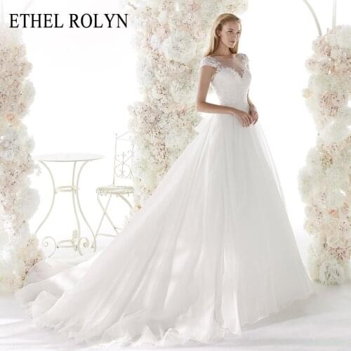 ETHEL ROLYN Sexy V-neck Short Vintage Wedding Dress 2021 Beading Appliques Bride Dresses A-Line Wedding Gowns Vestido De Noiva