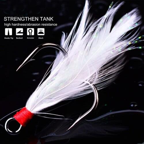 100pcs Fishing Hooks Set 2#-10# Carbon Steel with Feather Fishhook Fly Fishing Jip Barbed Carp Hooks Sea Tackle Accessories