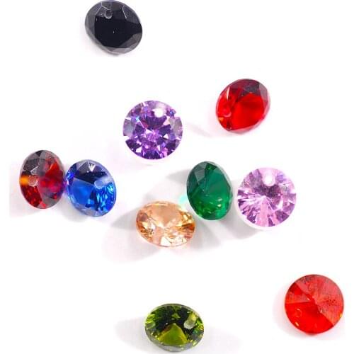 4.0mm 6.0mm 8.0mm AAAAA Grade Cubic Zirconia Stone Multicolor Round Cut Straight Hole Sewing Gems Womans Jewelry Accessories