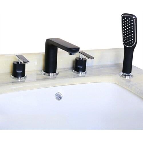 4Pcs/Set Modern Balck Hot Cold Water Mixer Faucet Shower Brass Wash Basin Faucets Tap With Accessories For Bathroom Hotel