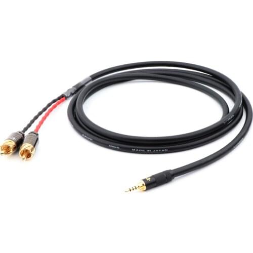 5N OCC copper 3.5mm to 2RCA Stereo Cable, hifi audio cable 2 rca to 3.5MM Plug Connector hifi 1 to 2 audio video cable