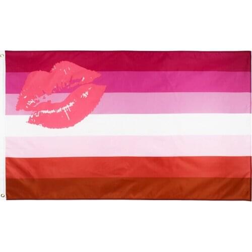 Jennifer 90x150cm LGBT Rainbow homosexual Lipstick Kiss lip Lesbian Pride Flag