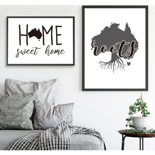 Home Sweet Quote Australia Wall Art Canvas Painting Pictures My Roots Floral Design Poster Mandala Prints Living Room Home Decor