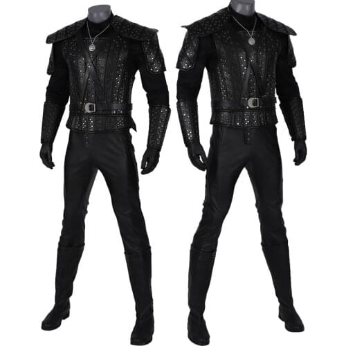 Adult Men Halloween Movies White Wolf Geralt Clothes Cosplay Costume Outfit Party Full Props Suit