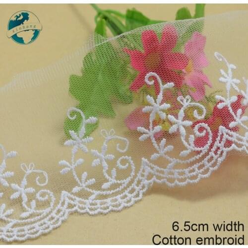 10yards 6.5cm white cotton lace embroid sewing ribbon guipure african lace fabric trim warp knitting DIY Garment Accessories1762