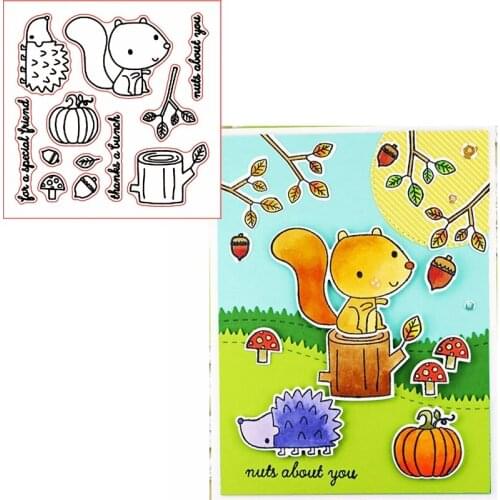 Cute Squirrel Nuts About You Clear Transparents Silicone Squirrel+Phrases For DIY Scrapbooking Card Making