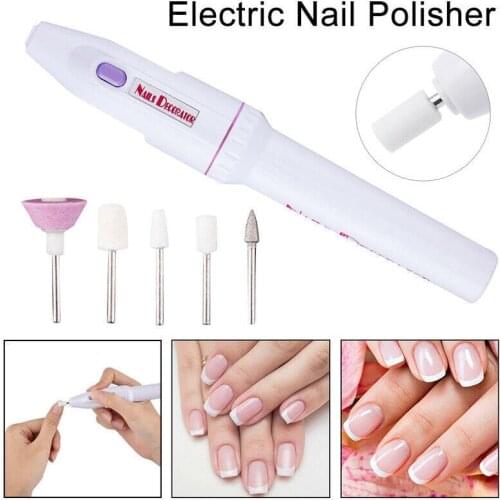 5in1 Mini Manicure Grinding Tool Drill Electric Drills Nail Feather Hand Bits Manicure Gel Polish File Grinding Tool In Manicure