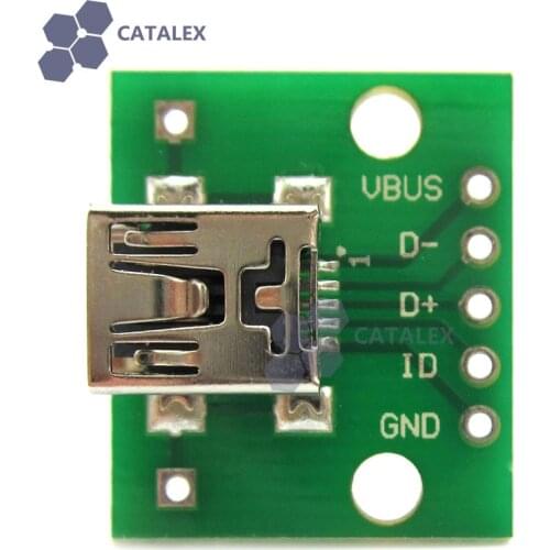 2PCS Mini USB interface to 2.54mm DIP 5P Adapter Module for Breadboard DIY Projects