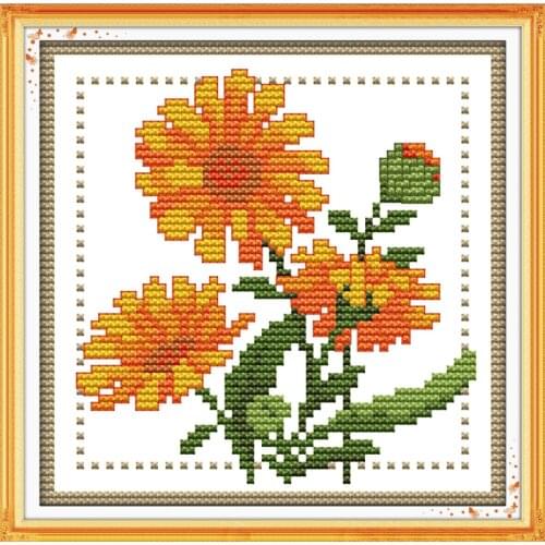 Twelve months flower- October cross stitch kit 14ct 11ct count print canvas stitching embroidery DIY handmade needlework plus