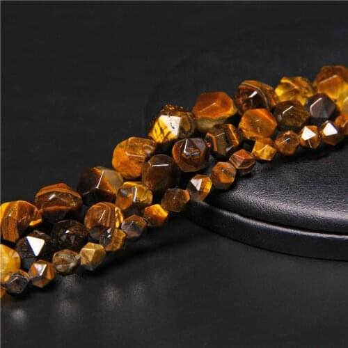 Natural Faceted Stone Bead Tiger Eye Agates Spacers Loose Beads For Jewelry Making Charms Bracelet Necklace 15" Strand 6 8 10MM