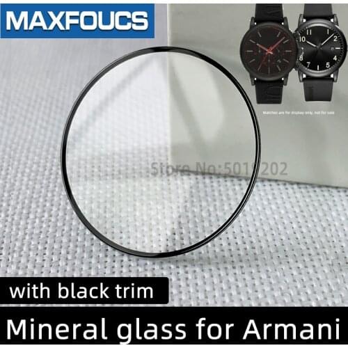 SIngle dome watch glass with black trim Models For AR-2499 2500 8029 60010 60012 Parts for Armani watches