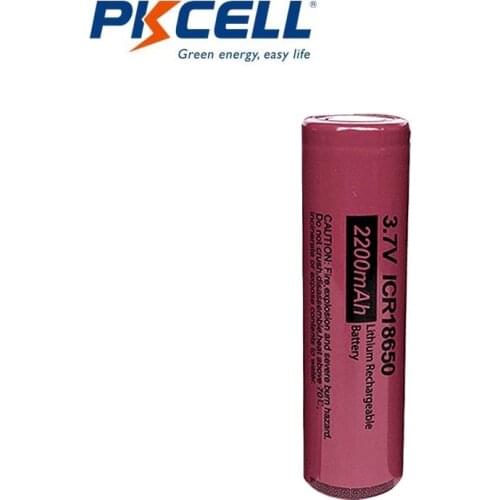 PKCELL ICR18650 18650 Li-ion Battery 3.7V 2200 mAh Rechargeable Li-Ion High Drop Battery for flashinglight battery NEW Original