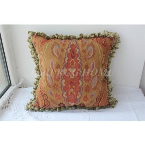 Free Shipping 16"x16" (40x40cm) Aubusson Hand Woven Cushion, 100% New Zealand Wool handmade pillow, no insertion