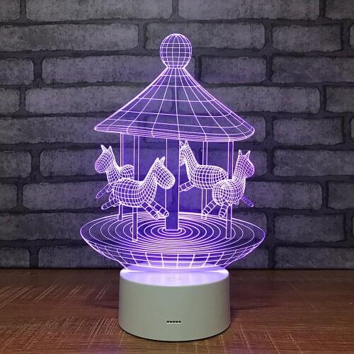 Children Room Bedside 3D Lamp Discolouration 3d Light Fixtures Remote Touch switch Lovely 7 color change 3D Led Night Light