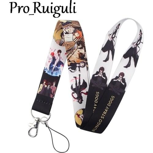 30pcs Bungo Stray Dogs Lanyard for Keys Phone Cool Neck Strap Lanyard for Camera Whistle ID Badge Cute webbings ribbons Gifts