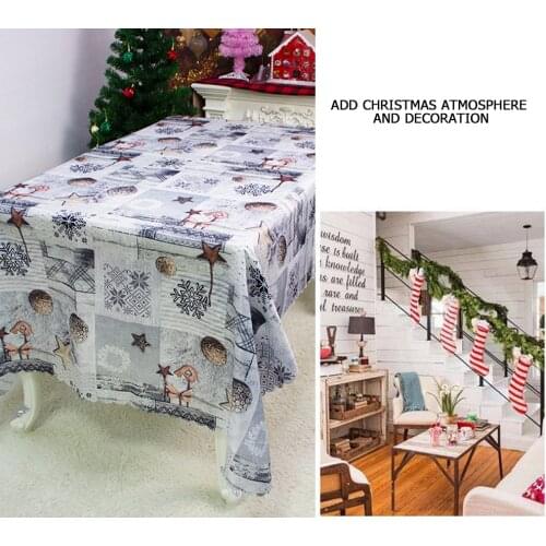 150x220cm Christmas Tablecloth Dinner Party New Year Print PVC Table Mat