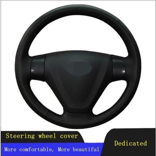 Car Steering Wheel Cover Black Hand-stitched Artificial Leather For Kia Rio Rio5 2006-2009 Hyundai Accent 2006-2011 Getz 2005