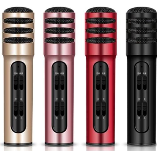 Handheld Microphone Phone Host Microphone Home Entertainment Karaoke Main Recording Equipment Sound Card English Version