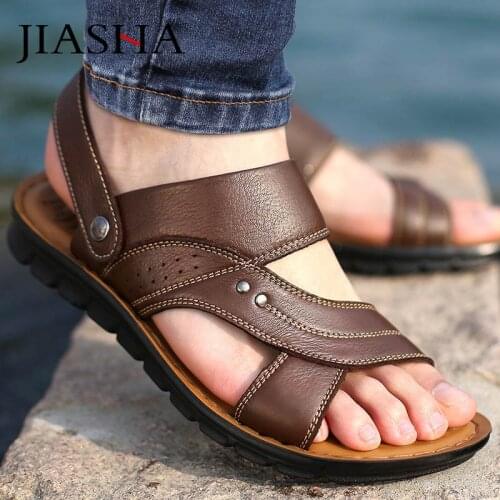 Casual shoes men sandals 2021 fashion soft bottom solid beach sandals men shoes flat with hand sewing slipper man summer shoes