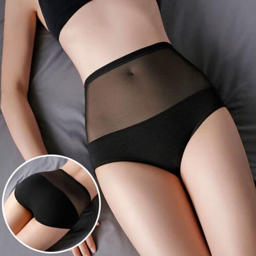 High Waist Sexy Panties Plus Size Sexy Mesh Transparent Briefs Women Underwear Girdle Waist Pants Ladies Tummy Control Knickers