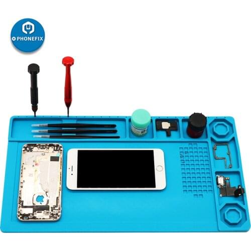 Silicone Soldering Mat 21x38cm Heat Resistant Magnetic Pad Phone Repair Work Pad Desk Platform Solder Rework Repair Hand Tool