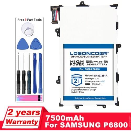 LOSONCOER 7500mAh Replacement Battery For Samsung GALAXY Tab 7.7 P6800 P6810 GT-P6800 GT-P6810 SP397281A(1S2P) SP397281A 1s2p