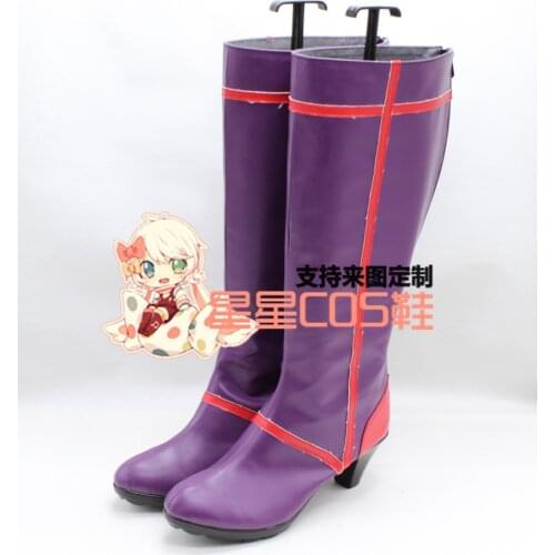 Re: Life in a Different World from Zero Roawaal L Mathers Purple Long Cosplay Shoes Boots X002
