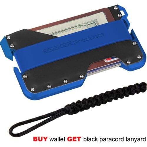ZEEKER Aluminum Metal RFID Blocking Credit Card Holder Wallet Leather Minimalist Wallet EDC Wallet-Blue Metal