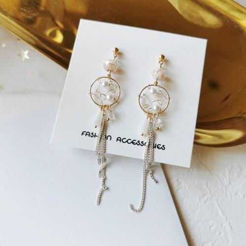 Tassel Earrings Clip On Non Pierced Ears Round Net Chain Long Dangling Clipon Earing Screw Back Women Bohemian For Woman Wedding