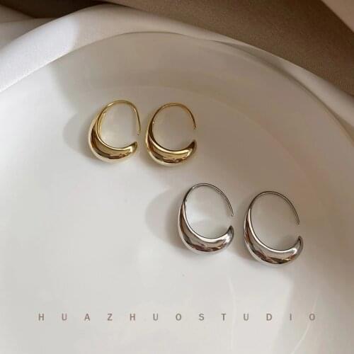 Ladies Simple Stud Earrings Gold-plated Silver French C-shaped Earrings Bridal Jewelry Can Prevent Allergies 925 Silver
