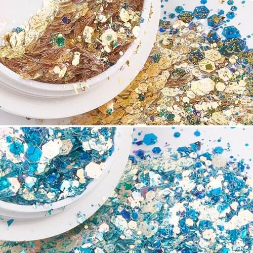1Box Glitter Glam Eye Sparkly Glitter Hair Shimmer Gel Flash 3D Hexagon Nail Sequins Eyeshadow Party Face Body Decoration Arts