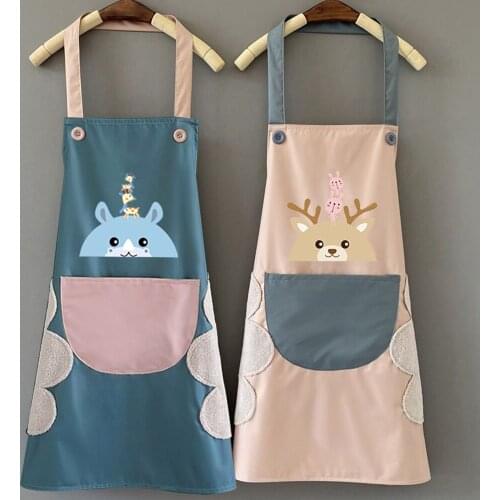 1Pcs Kitchen Wipeable Apron Waterproof Oil-Proof Cartoon Wreath Kitchen Nail Shop Apron for Women Baking Accessories 68*72cm