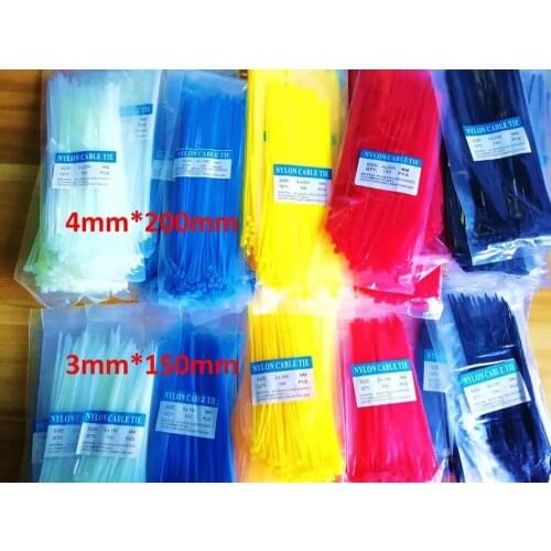 100pcs Nylon Cable Ties 3mm 4mm 150mm 200mm Length Self-lock ties Black/White Plastic Zip Tie black nylon wire binding Ribbon