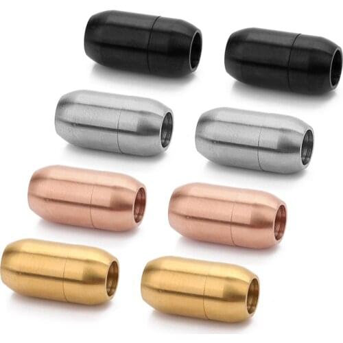 2Pcs/lot Black Rose Gold Steel Color Magnetic Clasps Stainless Steel Cylinder Type Bracelets Connector Jewelry Accessory
