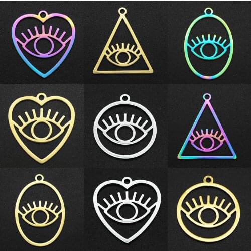 5pcs/lot 100% Stainless Steel Fashion Geometric Devil Eye DIY Earring Charm Wholesale For Necklace Bracelet Making Top Quality