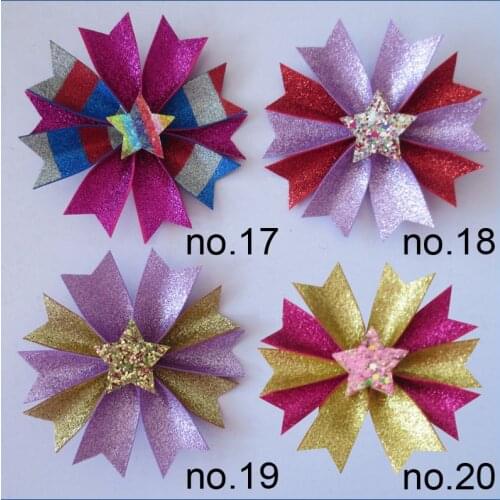 50 Girl 3.5" Gold Granule Fairy Hair Bow Clip Crown Heart Star Butterfly Baby